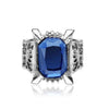 Punk Vintage Sapphire Blue Crystal Ring Men #GR547